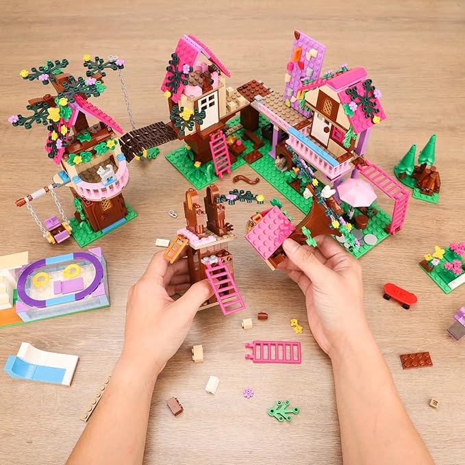 Tree House Building Set Compatible with Lego Friends, 1050 PCS Forest House Building Kit Birthday Gift for Kids Girls Age 6-12 Years（7682）