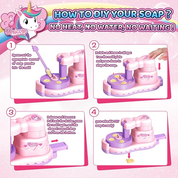 Soap Making Kit Unicorn Toys for 3 4 5 6 7 Year Old Girl Arts and Crafts for Kids Age 8-12 DIY Soap Machine Christmas Birthday Easter Gifts for Kids Craft Kits for Girls Boys Make Your Own Soap