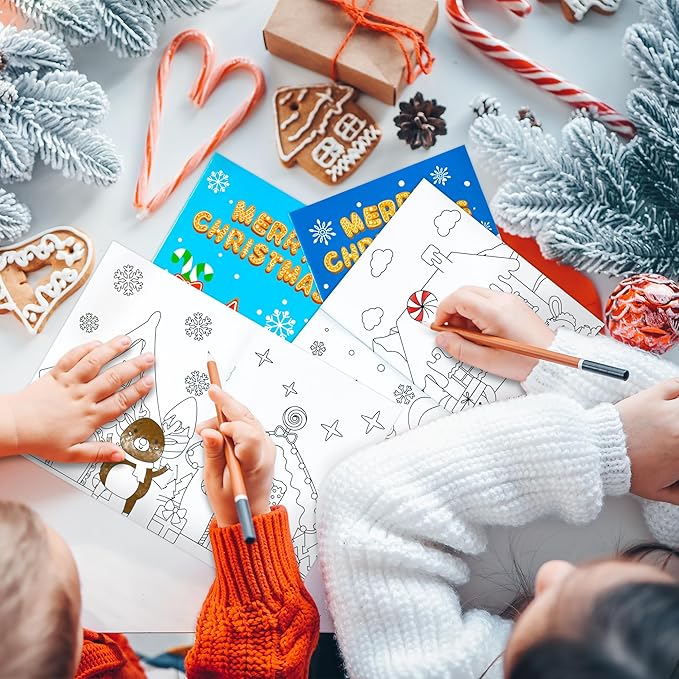 Dvbonike 24Pcs Merry Christmas Gingerbread House Coloring Books for Kids Bulk Winter DIY Art Drawing Birthday Party Favors Goodie Bags Stuffers Xmas Holiday Gifts Home Classroom Activity Supplies