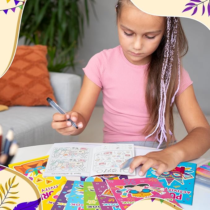 Purim Activity Books for Kids - 24Pcs Happy Purim Mini Games Coloring Book Set Bulk Mazes Word Search Word Scramble Games for School Classroom Jewish Carnival Holiday Reward DIY Art Gifts Party Favors