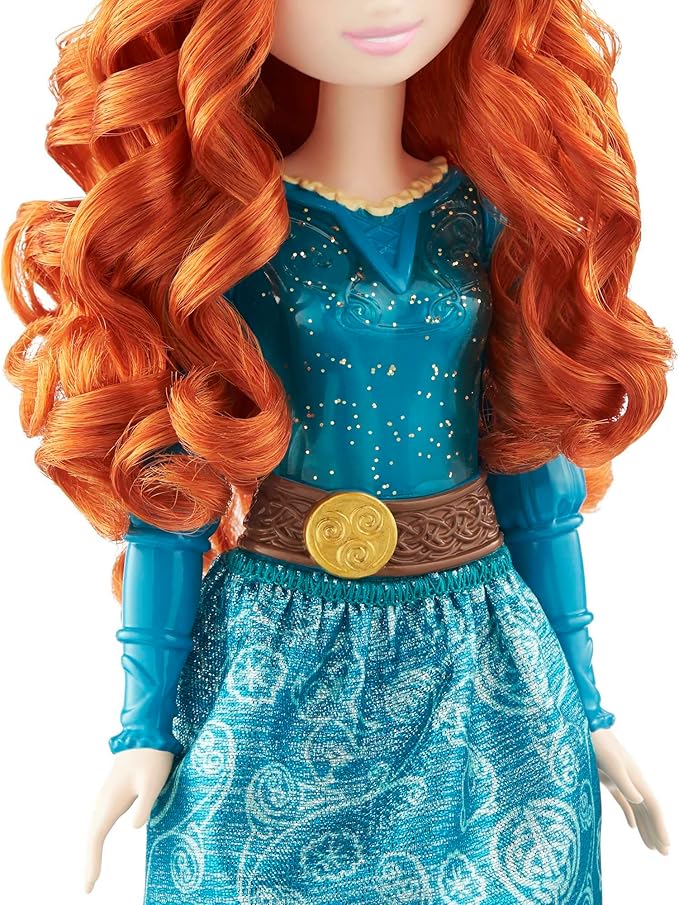 Mattel Disney Princess Toys, Merida Fashion Doll, Sparkling Look with Red Hair, Blue Eyes & Hair Accessory, Inspired by the Movie Brave