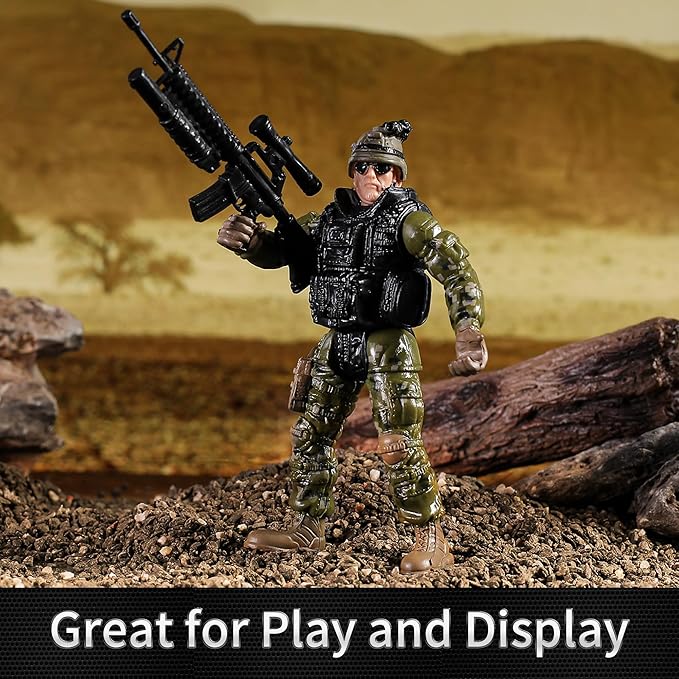 Army Men Action Figures Set, Include 12 Toy Soldiers with Digital Camo and Millitary Weapons-US Army Special Forces Group Toys for Kids Boys, Best Age 4-7 Year Old
