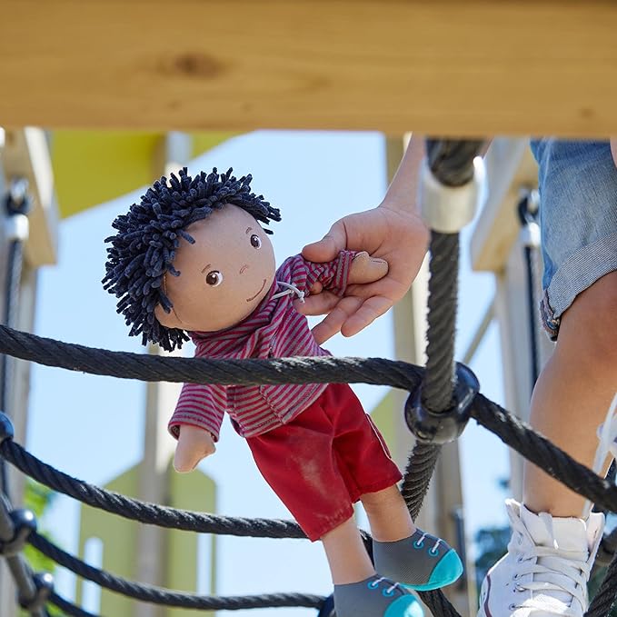 HABA William 12" Soft Boy Doll - Machine Washable with Removable Clothing and Embroidered Face