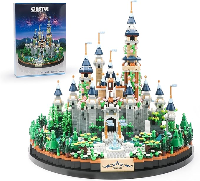 Magic Princess Blue Castle Micro Building Blocks for Adults Mini Building Kit, Creative Display Gift for Women and Kids Ages 14+ 3600 PCS