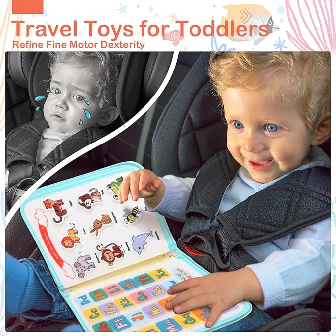 Toddler Busy Board Montessori Toys for Toddlers 1-3 Year Old Educational Activity Book Board Sensory Travel Toys Ages 2-4 Preschool Learning Fine Motor Skills Toy Quiet Book Gift for Kids