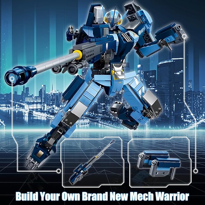 Mech Robot Building Blocks Set for Adults, 752 Pieces Cool Warrior Model Kit, City Justice Hero Toy Playset, Best Gifts for Teens Boys Ages 6 7 8 9 10+ Year