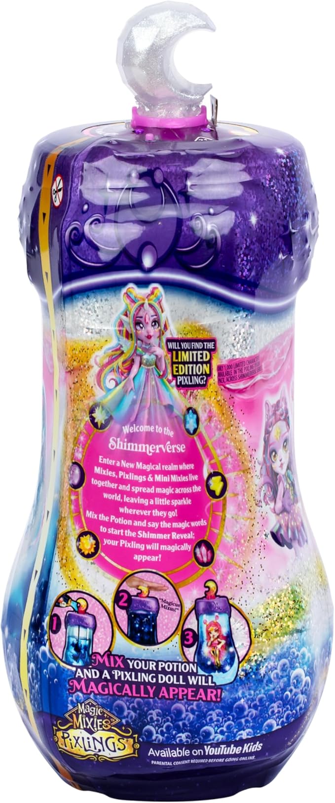 Magic Mixies Pixlings Shimmerverse Series, Create & Mix A Magic Potion to Reveal Howlexa The Wolf Pixling, Watch As This Beautiful 6.5" Fashion Doll Appears Inside The Potion Bottle