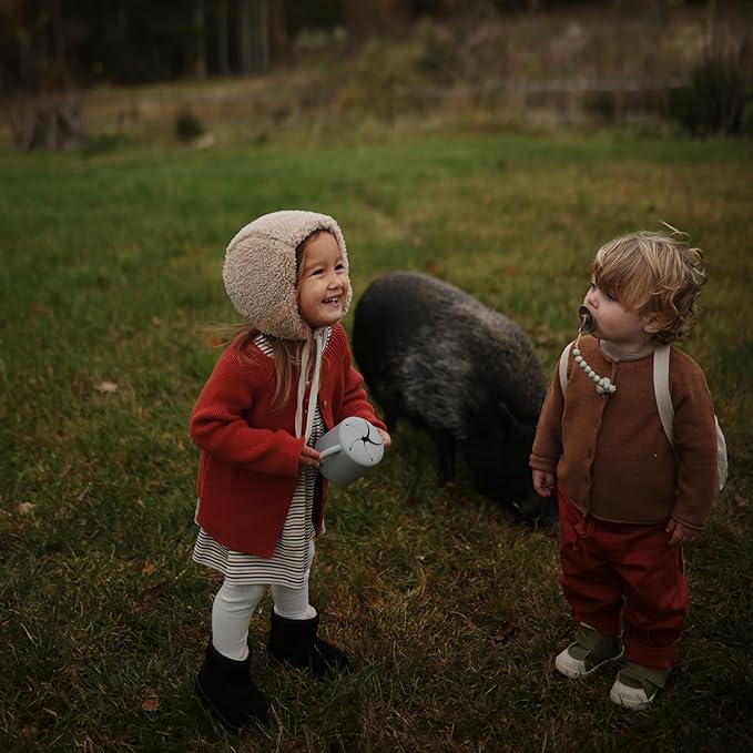 mushie Silicone Snack Cup | Spill Proof Food Container for Toddler and Baby (Stone)