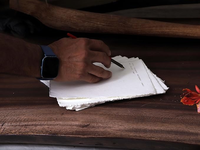 50 Pack Cotton Watercolor Paper with Deckle Edge 200 GSM Rough Textured Watercolor Paper for Writing