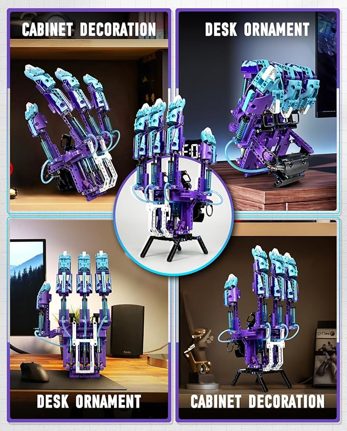 Nano-Hydraulic Mechanical Gloves Creative Assembly Model Toys Building Block Sets Wearable with One Hand and Telescopic Knuckles Gifts, Decoration and Display Model Sets for Children and Adults