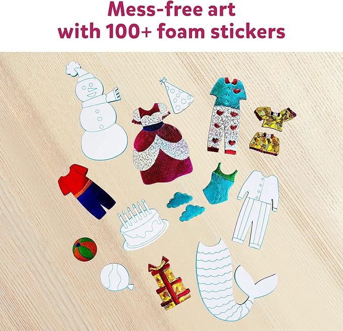 Skillmatics Art & Craft Activity - Foil Fun Dress Up, No Mess Art for Kids, Craft Kits & Supplies, DIY Creative Activity, Gifts for Girls & Boys Ages 4, 5, 6, 7, 8, 9, Travel Toys