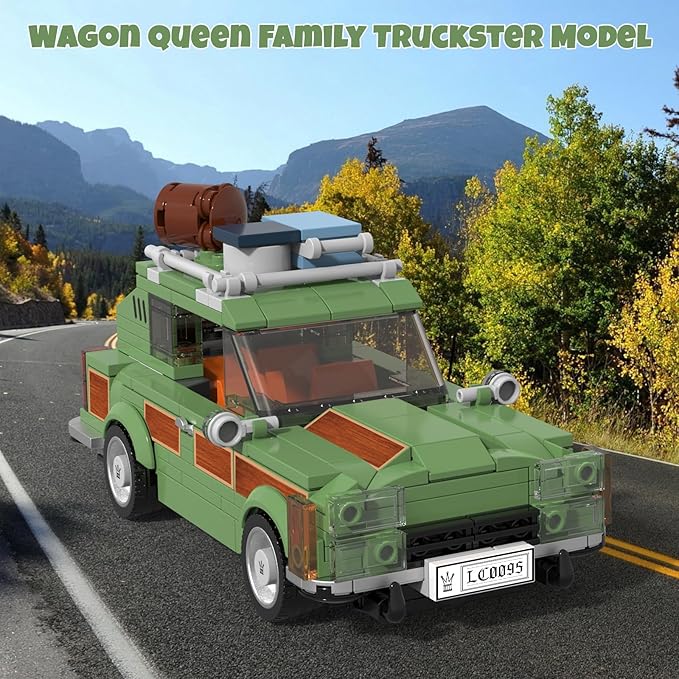 National Vacation Wagon Queen Truckster Building Set Compatible with Lego, Family Station Wagon Model Building Toys for Movie Fans, 413 Pcs Holiday Camper Toy Kit, Creative Gift for Kid Boy 8-14