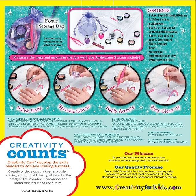 Creativity for Kids Glitter Nail Art - Glitter Manicure Kit for Kits