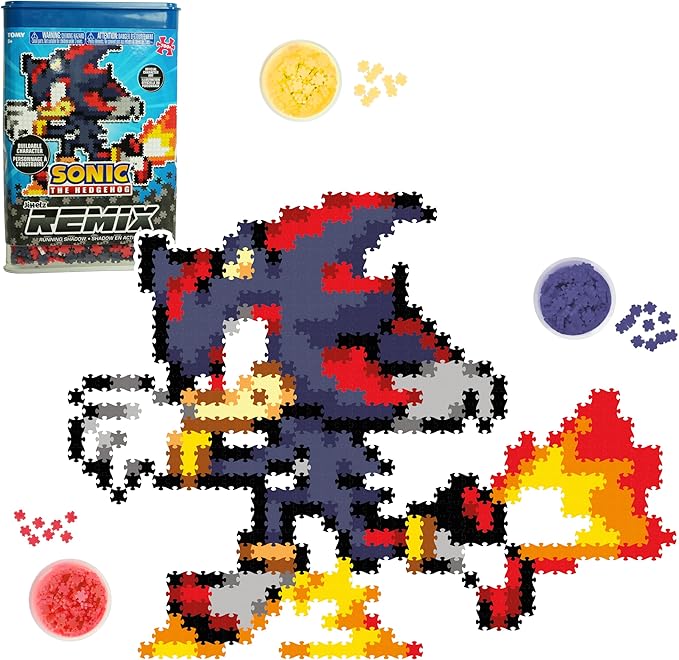 Jixelz Remix Sonic The Hedgehog Craft Kit - Running Shadow - No Heat or Glue Required - STEM Building Toys - Pixel Art for Bedroom or College Dorm Room Decor - 700+ Pieces - Ages 8 Years and Up