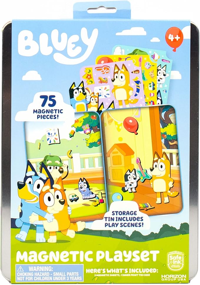 Bluey Magnetic Playset, Magnet Activity Toys, Great Birthday Parties, at-Home Activities, or Screen-Free Fun, Perfect Travel or Road Trip, Hours of Fun for Kids Ages 3,4,5,6,Multicolor,Medium,214618