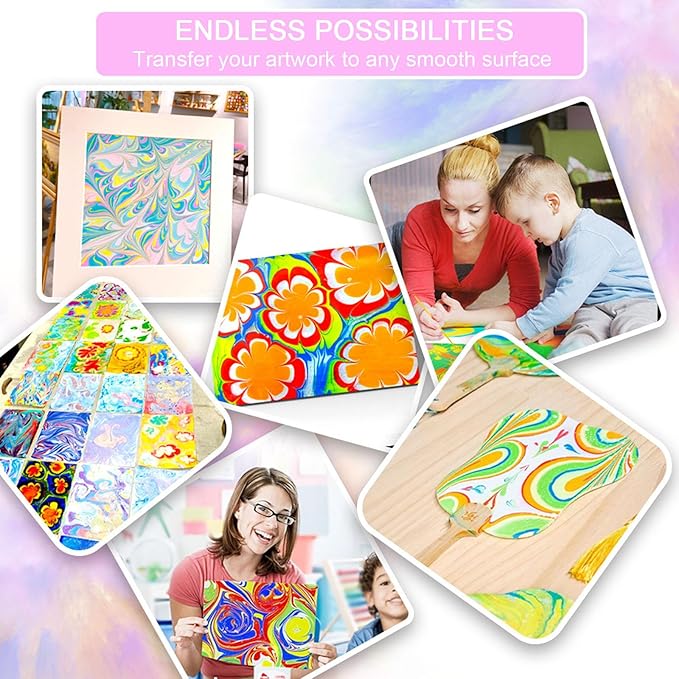 Ysguyyz 12 Colors Water Marbling Paint Kit for Kids Ages 6 7 8 9 10 11 12 | Fun Arts and Crafts Set for Boys & Girls for Creative Play