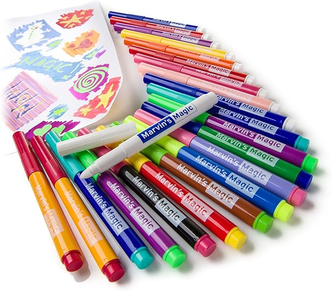 Marvin's Magic - 30 Amazing Magic Pens - Color Changing Magic Pen Art - Create 3D Lettering, Write Secret Messages - Stationery Supplies, Art Supplies for Kids, Coloring Markers and Kids Drawing Kit