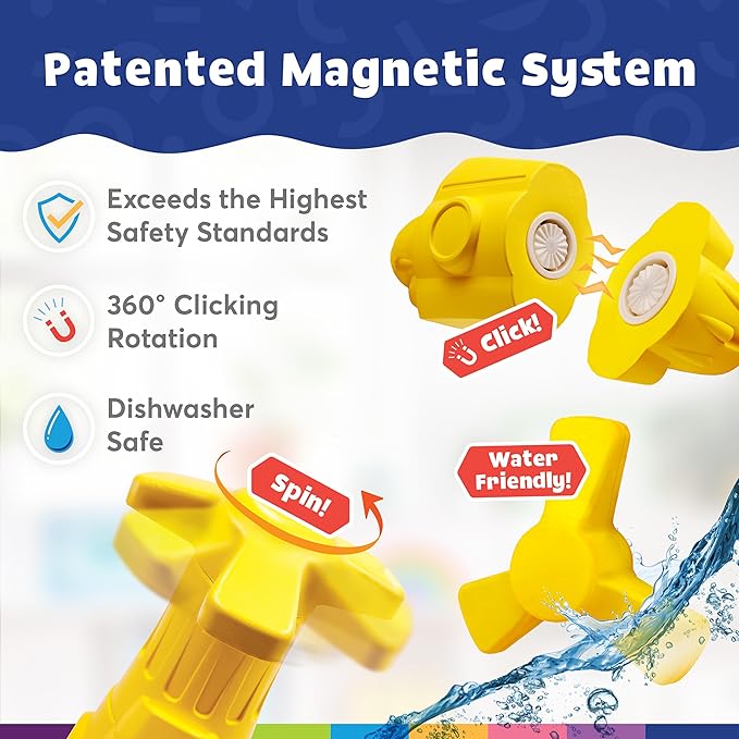 Magnetic Foam Building Blocks - 10-Piece Submarine, Bath Toys for Toddlers, Preschool Toys, Bathtub Toys, Sensory Toys, Blocks for Toddlers 3-5, Engineering Toys for Kids 3-5, Bath Blocks