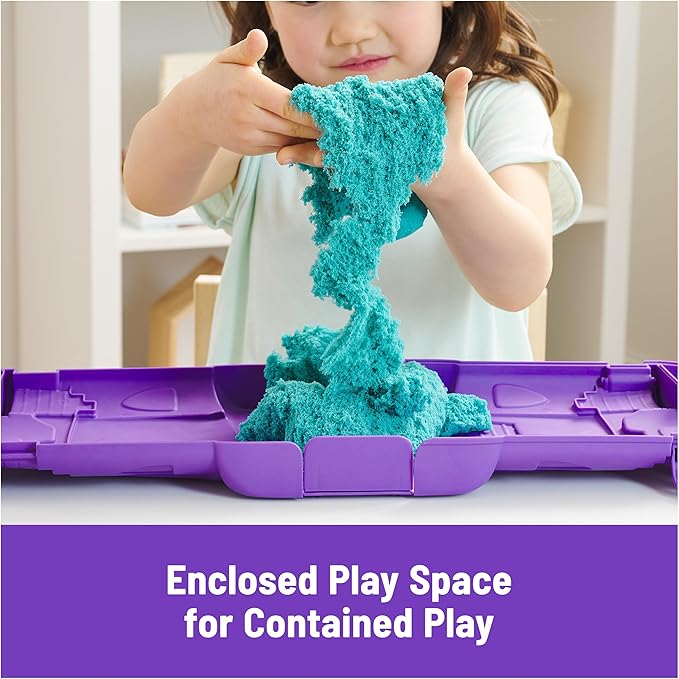 Kinetic Sand, Castle Case with 1lb Teal Play Sand, Storage Container, Sensory Toys for Kids Ages 3 and up