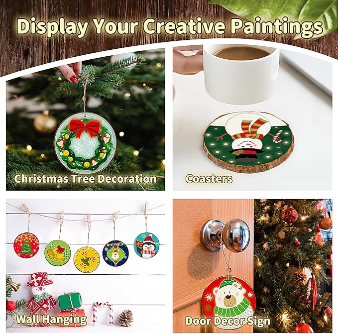 Bamamon Painting Crafts Kit for Kids, Glow in The Dark Arts & Crafts Set for Girls Boys Ages 4-12,Wood Slice Craft Creative Activities, Valentines Gifts Party Favors Toy for Kids (24Pcs)