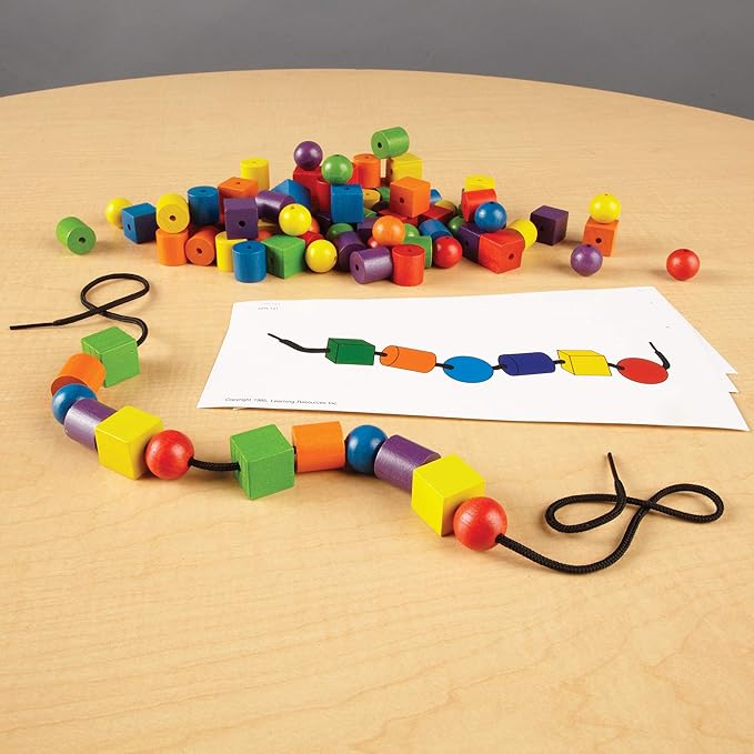 Learning Resources Beads and Patterns Card Set,130 Pieces Ages 3+, Lacing Beads,Back to School Supplies,Teacher Supplies for Classroom