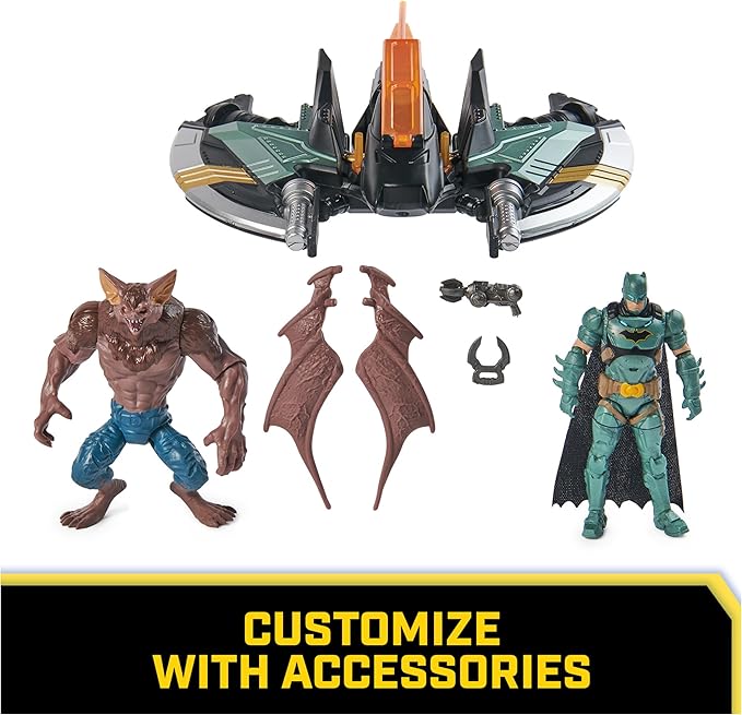 DC Comics, Batman Aerial Battle Pack (Amazon Exclusive), Batwing Vehicle, 4-inch Batman & Man-Bat Action Figure, Super Hero Kids Toys for Boys & Girls