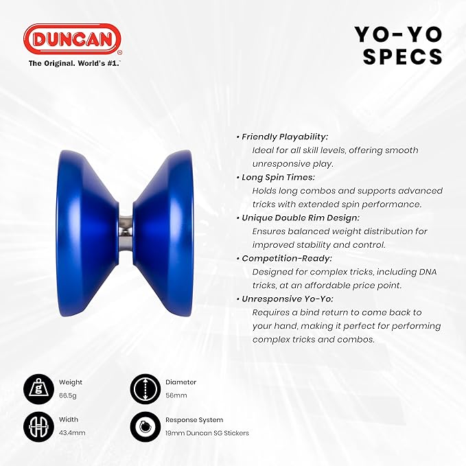 Duncan Toys Windrunner Yo-Yo [Black] - Unresponsive Pro Level Aluminum Yo-Yo with Double Rim, Concave Bearing, SG Sticker Response