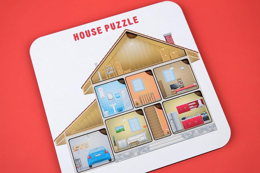 Educational Montessori puzzle, house puzzle for kids, available in your desired language. Kids wooden jigsaw puzzle. Language learning puzzle. Gift for kids. Back to school.