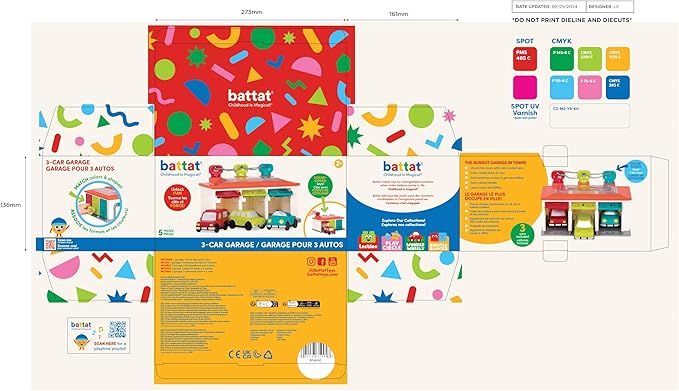 Battat – Car & Color Sorting Playset – Cause-And-Effect Toy – Push & Go Cars – Color-Coded Matching – 2 Years + – 3-Car Garage