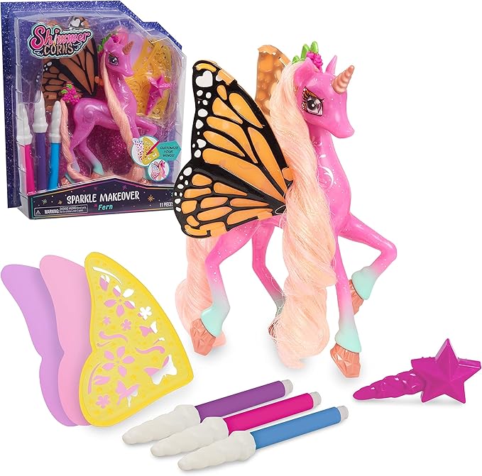 Shimmercorns Sparkle Makeover Shimmercorn, Fern, Unicorn, Girls Activity Set, 11 Pieces, Kids Toys for Ages 3 Up by Just Play