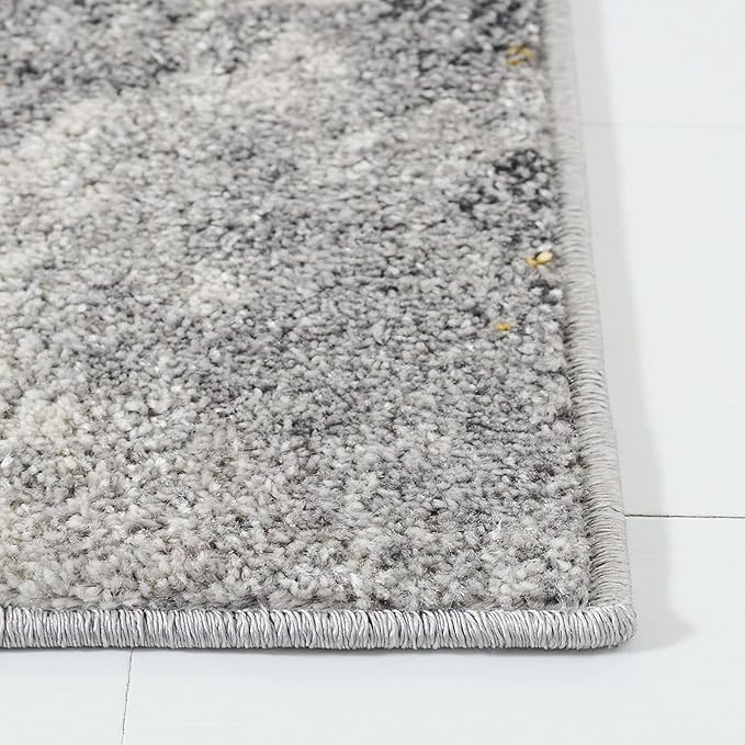 SAFAVIEH Adirondack Collection Area Rug - 8' Square, Grey & Yellow, Modern Abstract Design, Non-Shedding & Easy Care, Ideal for High Traffic Areas in Living Room, Bedroom (ADR134H)