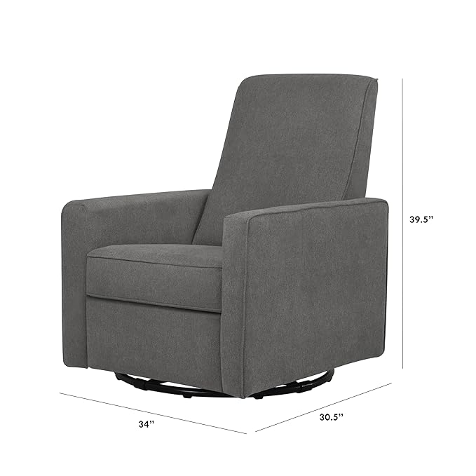 DaVinci Piper Upholstered Recliner and Swivel Glider in Dark Grey, Greenguard Gold & CertiPUR-US Certified