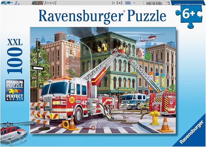 Ravensburger Fire Truck Rescue - 100 Piece XXL Jigsaw Puzzle for Kids | Unique and Perfectly Fitted Pieces | Colorful Design with Matte Finish | Educational and Fun Toy