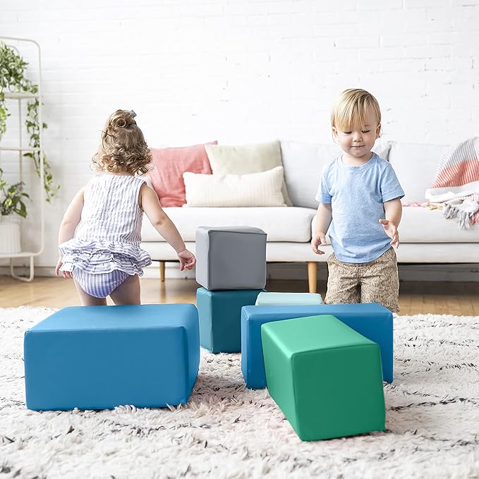 ECR4Kids Softzone Foam Big Building Blocks, Soft Play for Kids (7-Piece Set), Toddler blocks, Contemporary