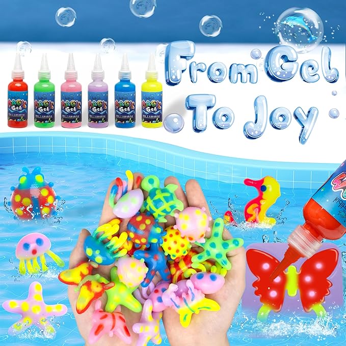 Kiditos Glow in The Dark Magic Water Elf Toy Kit, Magic Aqua Fairy Water Gel Kit with 6 Glow Colors and 6 Molds. Christmas Gifts, Birthday Gifts, Party Favors, Arts & Crafts DIY STEM for Kids