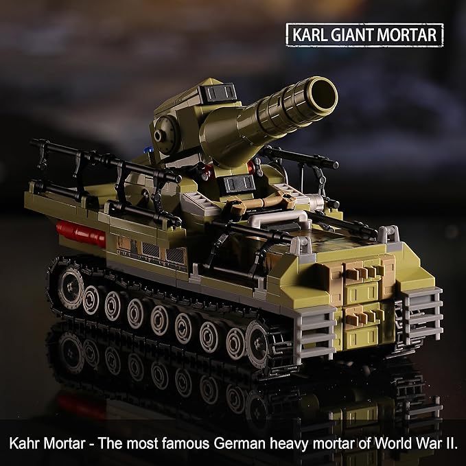 WW2 Military Toys Building Sets Compatible with Lego, Create a BF109 Plane Fighter Jet & a Karl Giant Mortar Tank, Great WWII Army Airplane Toy for Boys and Kids Age 8-12