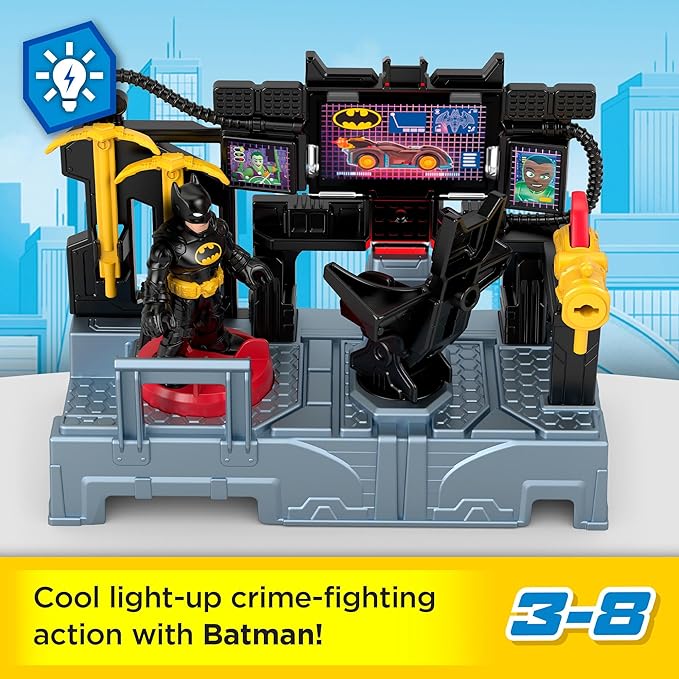 Fisher-Price Imaginext DC Super Friends, Batman Toys Bat Command Center Playset with Lights for Preschool Kids Ages 3+ Years