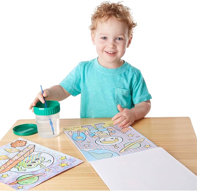 Melissa & Doug My First Paint With Water Kids' Art Pad With Paintbrush - Pirates, Space, Construction, and More