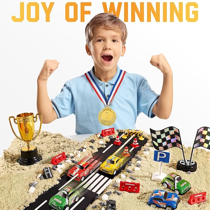 Play Sand Toys Sensory Bin Sandbox, Sand Box Toys for Kids Boys Toddlers 3 4 5 6 7 8 Christmas Birthday Gift (Race)