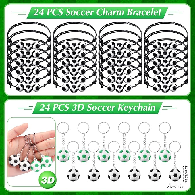 Aoriher 194 Pcs Soccer Party Favors Set Sport Silicone Bracelet Sport Car Keychain Whistle for Girls Boys Birthday Gifts Sport Themed Party Supplies