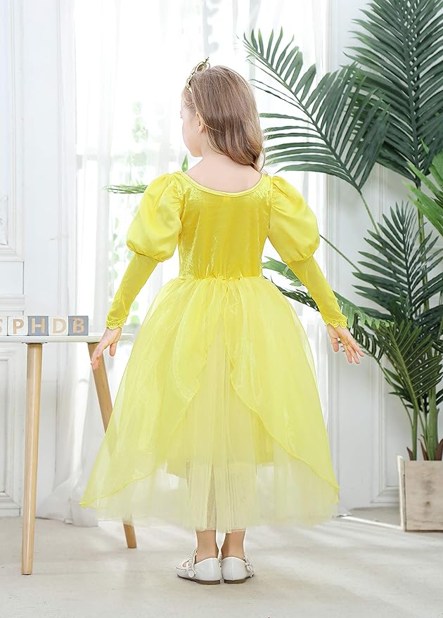 Dressy Daisy Girls Princess Dress Up Costume Mermaid Halloween Xmas Birthday Parties Long Sleeve Size 4-5 Yellow