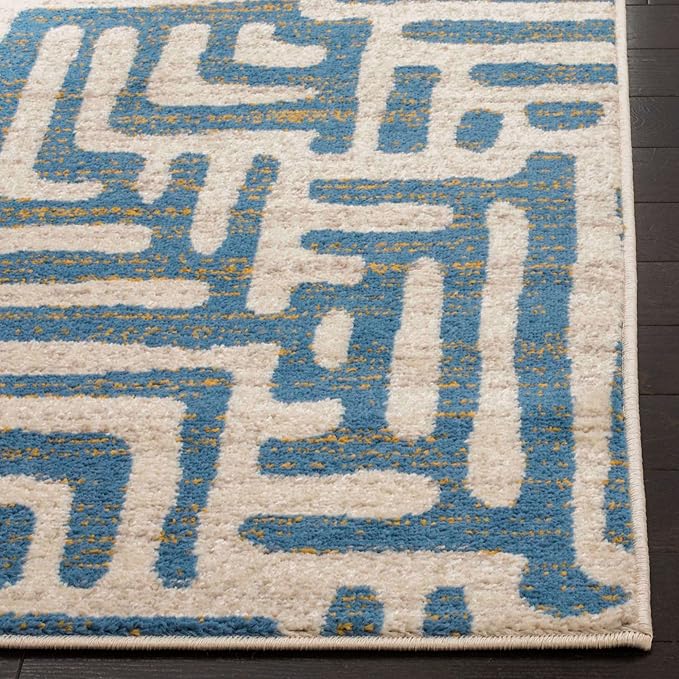 SAFAVIEH Amsterdam Collection Accent Rug - 4' x 6', Ivory & Light Blue, Modern Abstract Design, Non-Shedding & Easy Care, Ideal for High Traffic Areas in Entryway, Living Room, Bedroom (AMS106C)