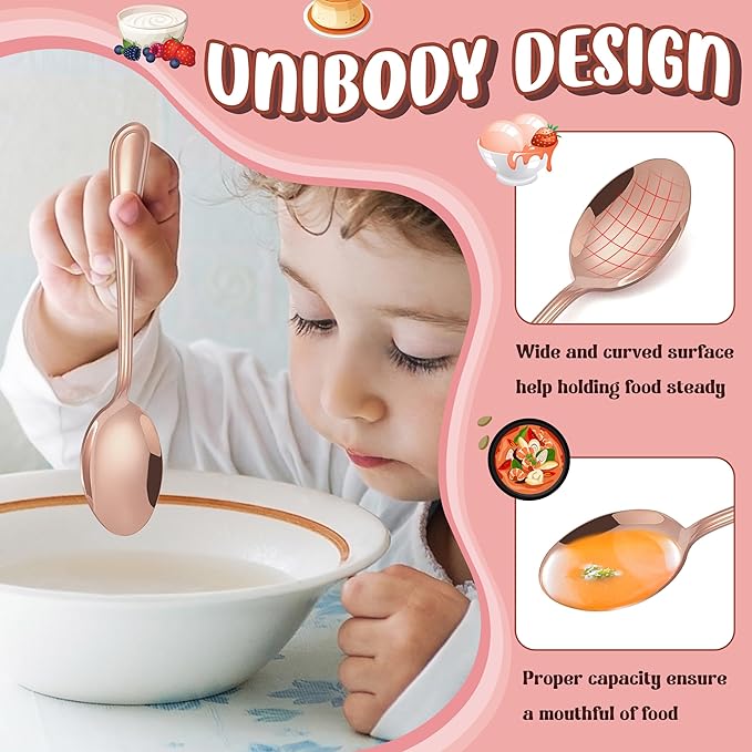 HaWare 12-Piece Kids Silverware, Stainless Steel Toddler Utensils Flatware Set, Preschooler Eating Utensils Includes 4 Spoons 4 Forks 4 Knives, Metal Children Cutlery for Home School, Mirror Finished