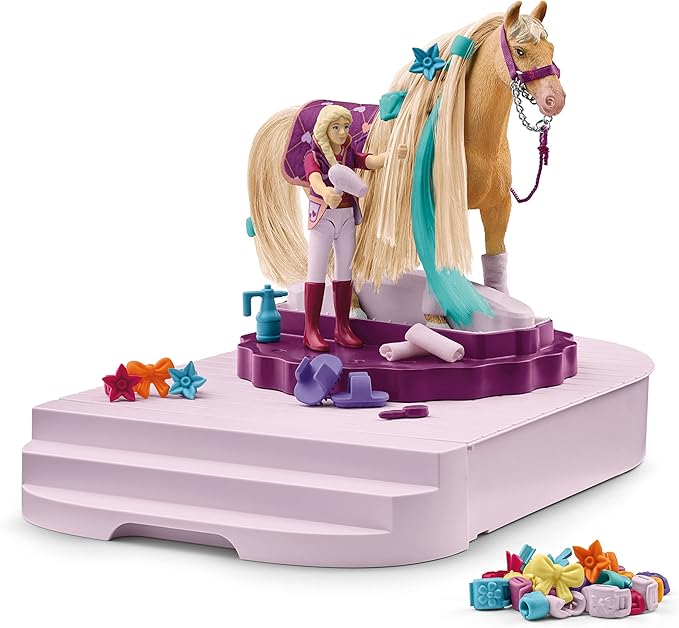 Schleich Horse Club Sofia's Beauties Grooming Station Horse and Figurine - 54pc Horse Playset for Girls and Boys, Grooming and Accessory Closet with Sofia Doll, for Kids Ages 4+