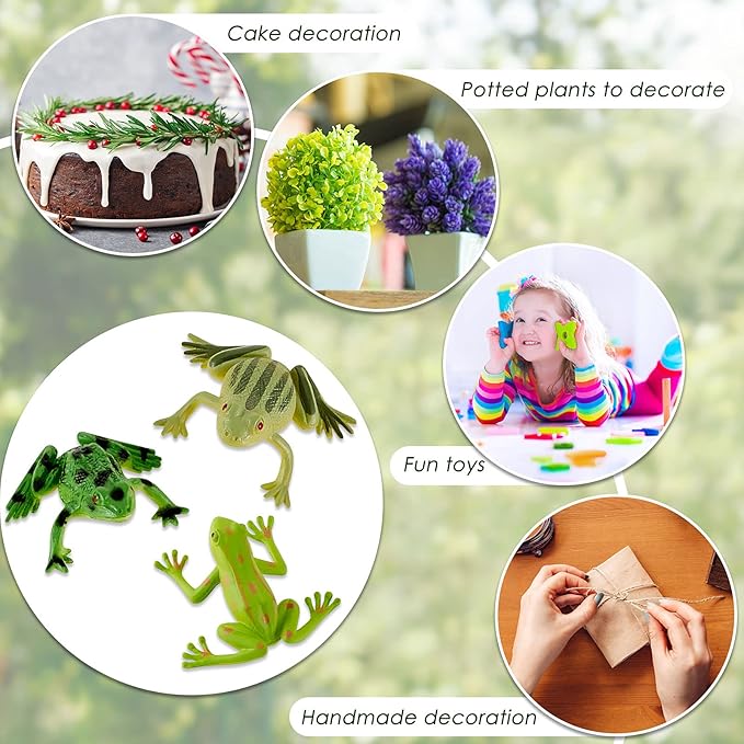 48 Pieces Plastic Frogs Toy Mini Vinyl Realistic Frog Toy Decorations Frogs Fun Rain Forest Character Toys Realistic Frog Figures Lifelike Toy for Crafting Party Supplies Home Decor Game