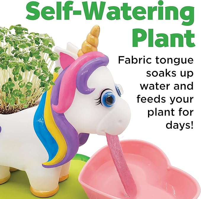 Creativity for Kids Unicorn Self-Watering Plant Pet, Unicorn Crafts for Girls and Boys, Unicorn Kids Garden Kit for Ages 6-8+, Green