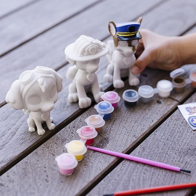 Melissa & Doug PAW Patrol Craft Kit - 3 Decorate Your Own Pup Figurines - PAW Patrol Toys For Boys And Girls, PAW Patrol Painting Set, PAW Patrol Activity For Birthday Parties, Painting For Ages 6+