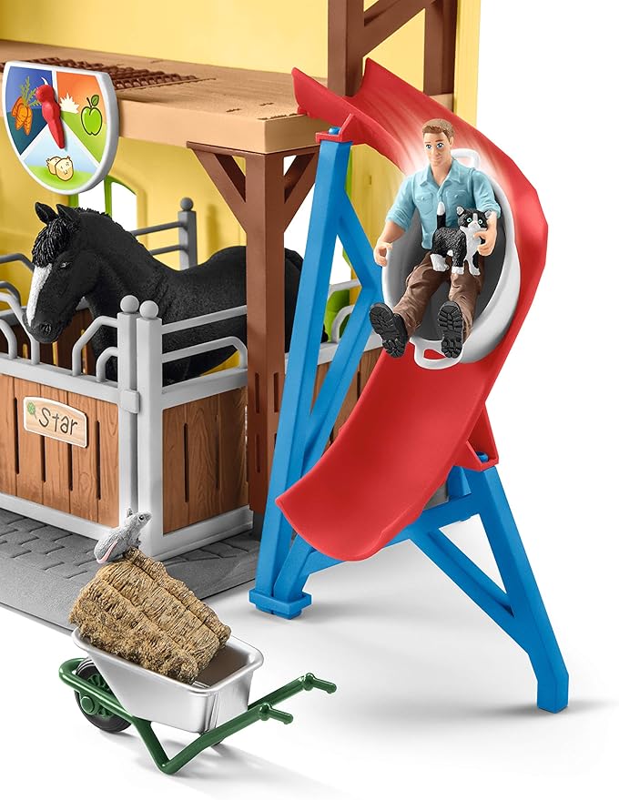 Schleich Farm World, 30-Piece Playset, Farm Toys and Farm Animals for Kids Ages 3-8, Horse Stable 10.5 x 49 x 34.5 cm