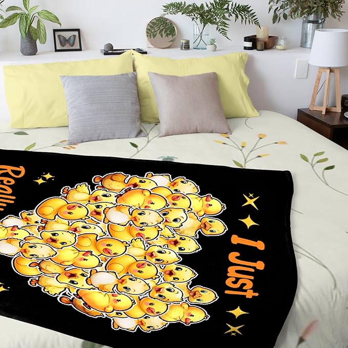 I Just Really Like Ducks Blanket Adult duck Blanket Kids Funny Blanket Suitable for Bedroom bed sofa Crib Couch Chair outdoor All Season Items That Yellow Duck Lovers Will Love 80"x60"for Adult