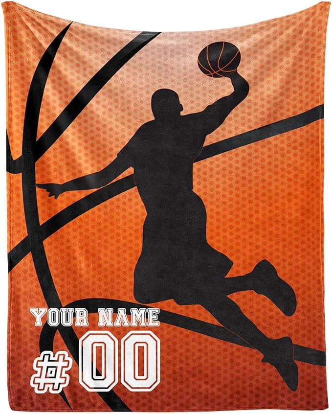 Custom Basketball Blanket - Soft Flannel Sports Basketball Blankets for Girls Boys Kids Pet Basketball Lovers - Warm Basketball Throw Blankets for All Season Sofa Lap, Chair - 40"x30"